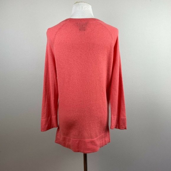 Lord & Taylor 100% Cashmere Sweater M‎ Coral Soft 3/4 Sleeve Lightweight - Picture 5 of 9